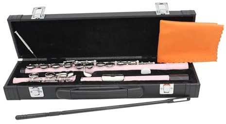 flûte Flûte Traversière Professionnelle 16 Trous Ouverts Et Fermés Clé C Avec Pièces Instrument À Vent Pour Débutant Ensemble D'étui En Cuir(Pink)