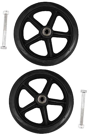 TEHAUX 2pcs 7 Inch Wheelchair Front Wheels Solid Tire Manual Wheelchair Replacement Accessories for Daily Use