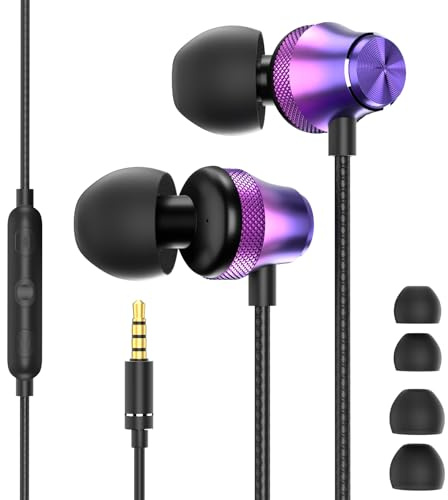 AIAUXAI 3.5mm Wired Earbuds with Microphone for Laptop PC | HiFi Stereo Noise Canceling Corded Earphones 3.5mm Plug for Samsung A25 A15 A14 A12/iPad/Chromebook/Android School