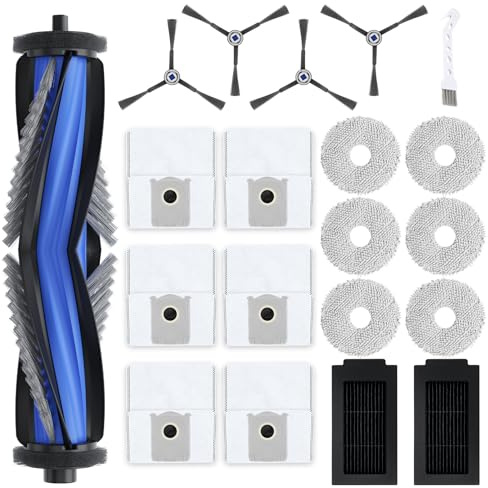 Rrochio Robot Vacuum Cleaner Accessories for Ecovacs Deebot T50 Pro Omni Gen2, Replacement Parts for ECOVACS T50 OMNI Gen2 with 1 Main Brush, 2 Filters, 6 Wipes, 6 Dust Bags, 4 Side Brushes Accessory