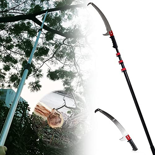 JXYQ Pruning Saws,Telescopic Professional Tree Saw with Curved Hook Branch Saw 65Mn Steel Hand Saw Aluminum Telescopic Rod in Reinforced Design,for Fruit Trees Branches Leaves,7.2M/24FT