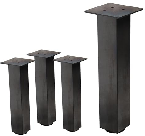 ML-Design 4er Set Tischbeine I-Design 42 cm Industrial, Tischgestell aus Metall, pulverbeschichteter Stahl mit Profil 8x8 cm, höhenverstellbare Möbelfüße für Schreibtisch, Konsolentisch & Arbeitstisch
