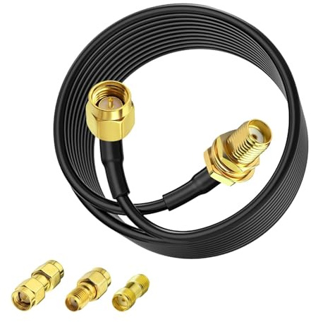Superbat SMA Verlängerung Kabel 1m Kit - ALSR100 Low-Loss WLAN Antennenkabel + 3 Stück RF Koaxial SMA-Adapter Kit für WiFi Antenne,4G LTE, 5G Modem，Router, Ham Radio/GPS/WiFi/SDR Ausrüstung