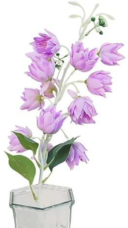 Artificial Campanula Bell Flower, Blue Flocking Flower Branch, Silk Hyacinth Floral For Home Desktop Wedding Party Decor