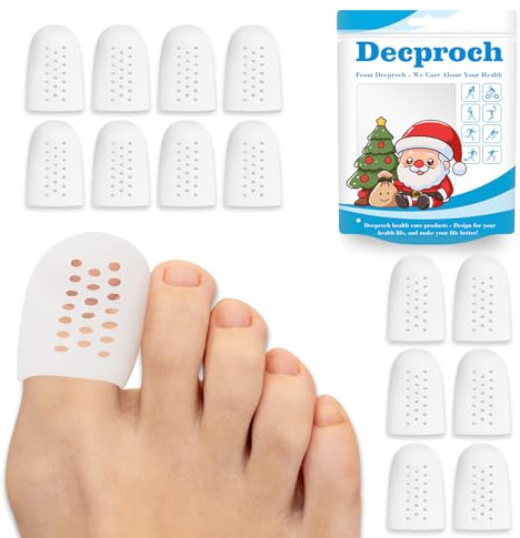 Zehenschutz Großer Zeh, Zehenschutz Silikon, Zehenkappen Atmungsaktive, gegen Blasen und Schwielen - Premium Zehenpolster, 14 Stück, Weiß