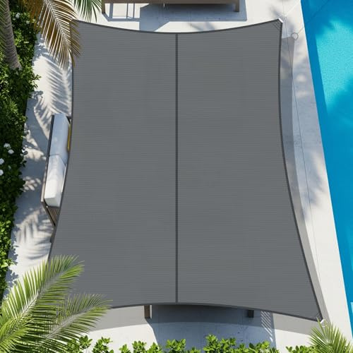 COOL AREA Voile d'ombrage imperméable Rectangle 3x4m Blocage UV Résistant aux intempéries pour Patio Extérieur Jardin Arrière-Cour,Anthracite