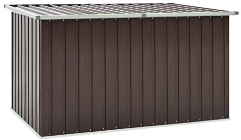 Iiaky Gartenbox Metall Gartenbox wasserdicht XXL Auflagenbox Metall Aufbewahrungsbox Garten Outdoor Box Kissenbox für Garten-Braun-171 x 99 x 93 cm