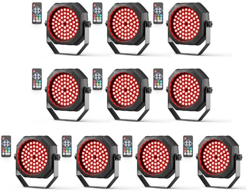 30W Mini RGBW akku 60 LED Par Licht mit Fernbedienung Wiederaufladbar Batterie Bühnenlicht Stroboskoplicht mit Sprachsteuerung, Automatikmodus Discolicht für DJ Party Geburtstag Zimmer (10 Stück)