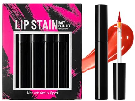 Pack De Tinte Labial Peel Off | Maquillaje Removible con Tinte,6 Unidades Labial Duradero Altamente Pigmentado Para Mujeres Regalos Para Ella Amigas Familia
