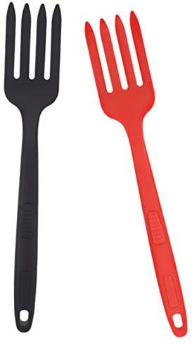 INOOMP Tenedor De Silicona Multifunción Para Cena y Ensalada, Ergonómico, Resistente Al Desgaste, Colores Rojo y Negro, Utensilio De Cocina Portátil 2 Piezas Para Uso Diario y Restaurantes