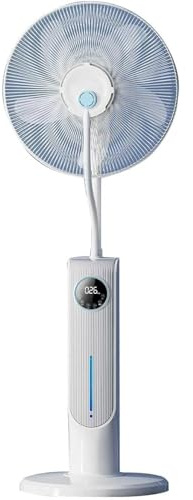 Ventilador de pulverización con humidificador, oscilación de 90°, panel LED/control remoto, 3 velocidades, 3 modos, temporizador de 12 horas, tanque de agua de 2 litros para uso doméstico