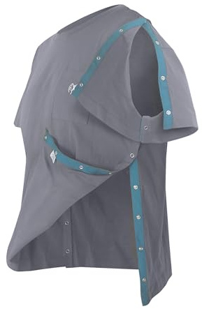 Vitacont PostOP Easy.wear Unisex T-Shirt nach Schulteroperationen zum seitlichen öffnen, Druckknopf Links & rechts, 95% Baumwolle (XL, Regular, Regular, Grau/Grün)