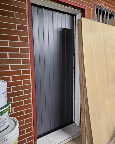 Falttür Innentüren Außenfalttür 208 cm Hoch, Einziehbares Insektenschutzgitter aus Grauem Aluminium, Faltbare und Abschließbare Schiebetür als Raumteiler, Tür für Schuppen(23x39in (58.4x100cm))