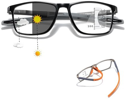 Genérico Lentes De Lectura Deportivos,Gafas De Presbicia Bifocales Progresivas Fotocromáticas Inteligentes Deportivas, Gafas De Lectura De Luz Anti-azul De Moda