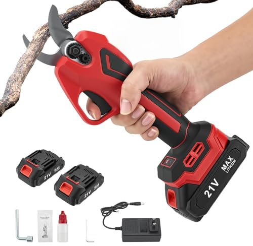 Electric Pruning Shears, Professional Cordless Electric Pruning with 2 * 2000mAh Battery, Brushless Motor, LCD Display, 30mm Garden Trimmer, Electric Scissors for Gardens, Farms, Tree Branches
