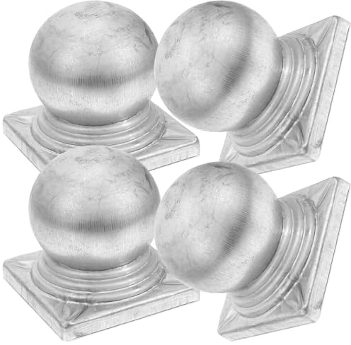 Alipis Lot de 4 Capuchons Métalliques en Fer Galvanisé pour Poteaux de Clôture Ronds 100 Mm, Chapeaux de Poteau Résistants aux Intempéries, Accessoires Solide pour Rambardes et Barrières