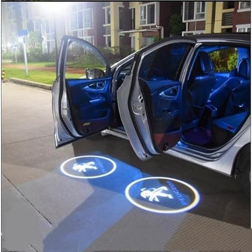 VAPORVERSE 2 Pièces Éclairages de Bienvenue pour Peugeot 208 2008 308 3008 508 5008 SW GT, Lumière de Bienvenue de Porte de Voiture Logo Accessoires de Décoration de Voiture