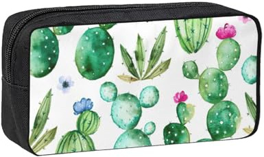 Fbghhty Cactus Flower Print Large-Capacity Pen Case Lightweight Stationery Organizer Pouch Office Daily Wear