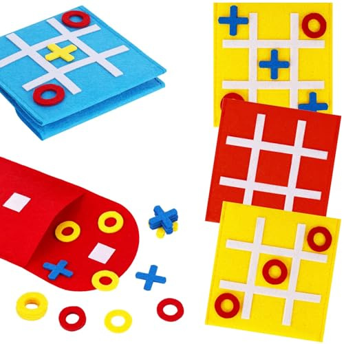 Cossaot 6 Stück Mini Tic Tac Toes, mini-tic-tac-Toe-Spiele mitgebsel, Filz tic-tac-Toe-bretter, Bunt Tic Tac Toe, Party Beschäftigung Tictactoe Give Aways (Mehrfarbig)