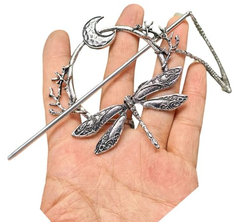 Antique Dragonflys Haarnadel – Silberner Haarstab für Hochsteckfrisuren, Dutts und Vintage Themen Antike Haarnadel für Frisuren