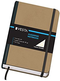 Dohe - Cuaderno A6 - Interior Rayado, 10,5x15,5 cm, Tapa Dura Cartón Kraft, 96 Hojas, Cierre con Goma Elástica, Macapáginas, Libreta Grande Profesional para Notas y Dibujo - Vesta Nature