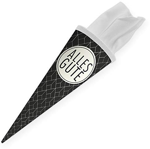 itenga Geschwisterschultüte 35cm Geschenkverpackung Schultüte Zuckertüte klein für Erwachsene Kinder Party (Abstrakt mit Text Alles Gute)