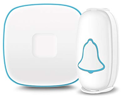 BO YING Wireless Doorbell, Bo Ying Waterproof Door Bell with 38 Melodies and Led Flash, Easy Install, 1000-Foot Range,1 Push Button & 1 Receiver, White