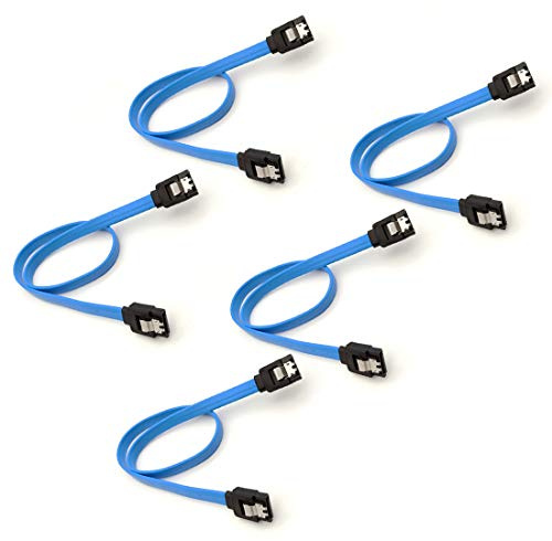 JMT 5 pi¨¨ces SATA 3.0/SATA 2.0 Date Cable SATA3 40cm 6 Gb/S SSD Disque Dur Cable de Donn¨¦es Double Cordon Droit SATA 3.0 2.0 Convertisseur (5pcs SATA3 Bleu)