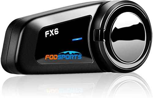 Fodsports FX6 Motorcycle Bluetooth Headset, 6 Riders Group Motorbike Bluetooth Intercom, 1000M Motorcycle Helmet Communication Systems/Voice Dial/Universal Pairing/FM Radio(1 Pack)