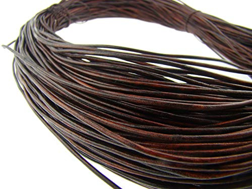 esnado Lederschnur Rund 2 mm. Antik Braun - 20 Meter