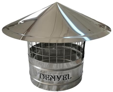 8'' / 200 mm Chimney Cowl with Bird Guard, Stainless Steel, Flue Pipe Cover Cap, Vent Top, Exhaust Tube End, Rain Snow Hat, Mesh Protector Anti Bird Penetration Cap