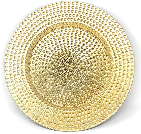 allgala 13-Inch 6-Pack Heavy Quality Round Charger Plates-Hammered Gold-HD80371