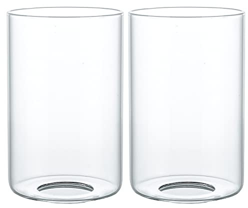 Skelang Clear Lip-Less Glass Lamp Shade, Cylindrical Light Cover with Fitter Opening, Replacement for Chandelier, Bathroom Vanity Light, Pendant, 2 Pcs