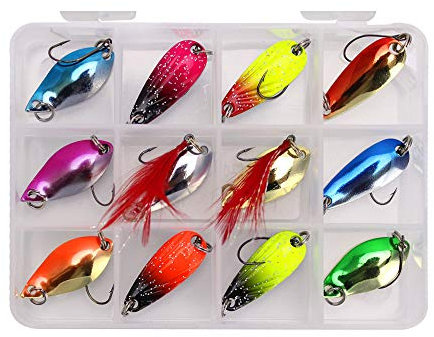 VOANZO Angelköder, Spinnköder, Barsch, Forelle, Lachs, Hartmetall-Köder, Angel-Set, für Süßwasser, Salzwasser, Angelköder mit Angelbox