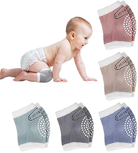 Simoda 5 paia Ginocchiere per neonati,Scaldamuscoli in cotone antiscivolo per bambini,Proteggi i bambini in modo che possano gattonare e giocare su terreni duri e freddi (#1)