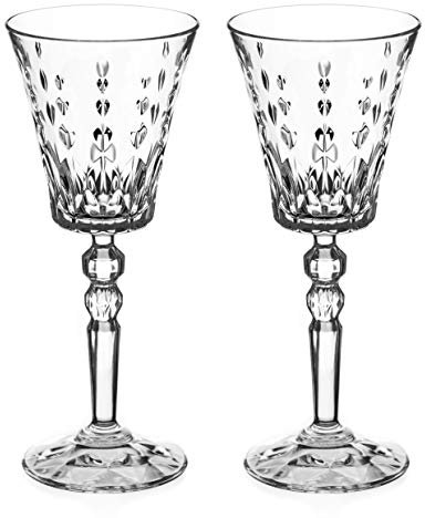 DIAMANTE Crystal White Wine Glasses - 'Marbella' - Premium Lead Free Crystal - Set of 2