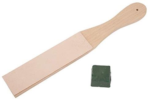 Grünes Leder Stropping Kit-12 Zoll Doppelseitiges Breites Leder Strop Board Paddel mit Schleifpaste Zum Schleifen von Ledermessern, Polieren