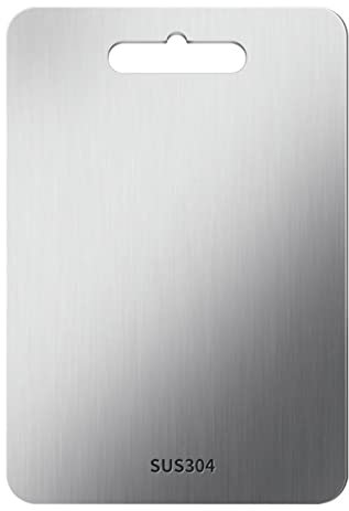 YDZK Hackbretter Schneidebrett aus Edelstahl 304 beidseitig BPA-frei antibakteriell mit Aufhängeloch für Küche Food Prep Fleisch Gemüse Brot Cracker Käse (28×38×1.5 cm)