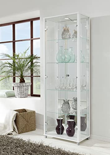 möbelando Vitrine Glasvitrine Standvitrine Vitrinenschrank Berlin V Weiß