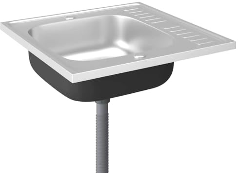 vidaXL Fregadero de Cocina con Escurridor, Pila Encima de Armario, Pileta de Cocina Superior, Lavabo Decorativo para Hogar, Acero INOX