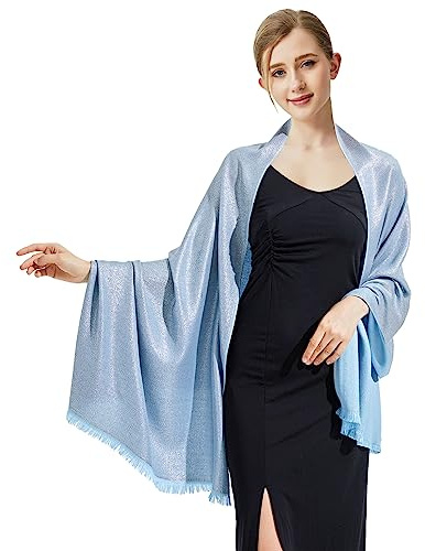 vimate Sparkling Metallic Pashmina Shawl Wraps Scarf for Evening Party Bridal Wedding Formal Dresses