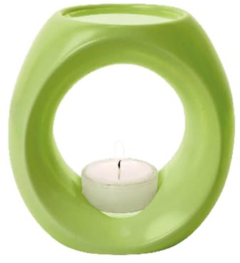 PRIMAVERA Aroma Duftlampe Frühlingsgrün glänzend - Aromadiffuser, Duftkerze, Raumduft - Keramik, handgefertigt - für ätherische Öle und Duftmischungen - Aromatherapie
