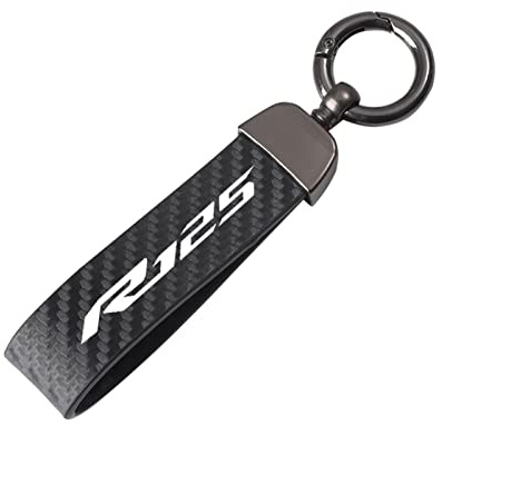 NEOOX Motorrad Schlüsselanhänger Motorrad Kohlefaser Leder Seil Schlüsselanhänger Schlüsselanhänger Für YAMAHA YZF-R125 YZF R125 R 125 2008-2011 Zubehör (Farbe : Schwarz, Size : Normal)