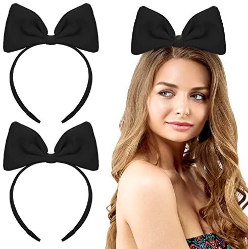 Haarreifen Damen Bow Stirnband Frauen Black Schleife Groß Haare Headwear Party Haarband Schleife Cosplay Haarschmuck Schwarz Haarreif Weihnachten Halloween