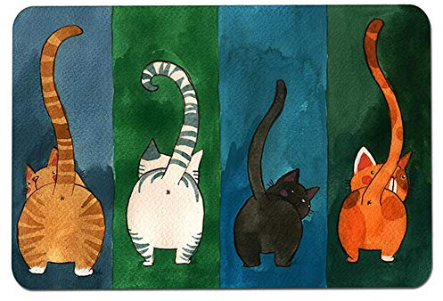 Fußmatte Katze lustig, 45x70cm, rutschfest, Außen/Innen | Gummi, rutschhemmend, für Innen/Außen, Haustür, Balkon, Terrasse, Küche