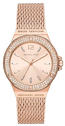 Michael Kors Lennox Damklocka, Roséguldfärgad Quartz tregångsverk med armband i rostfritt stål