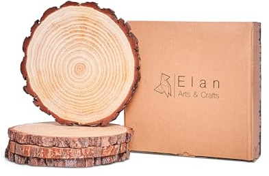 Elan Cerchi per Pirografia Diametro 28-31 cm 4 Pezzi, Fette di Legno, Dischi per Decorazioni, Tronco Grezzo e Decorativo, Dischetti per Decorazioni