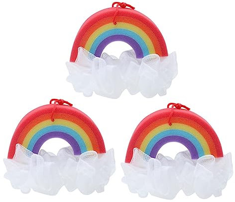 SOLUSTRE 3stücke Regenbogenball Badebälle Bunte Badeschwämme Körperpeeling-schwämme Duschschwämme Duschbälle Rückenpeeling-bälle Badeblumen Duschzubehör Für Erwachsene Und Junge Mädchen