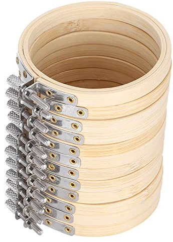 12 Stück 3,5 Zoll Bambus, Stickrahmen aus Holz, Rund, 12 Stück 9 Cm 3,5 Zoll, Verstellbarer Kreis, Kreuzstich-Reifenring für Kunsthandwerk, Praktisches Nähen, Nähringe, Werkzeug