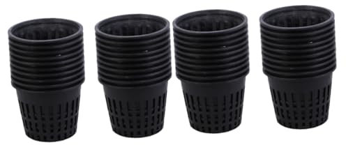 Kisangel 40 STK Hydroponischer Netzbecher schwarzer Blumentopf Netztöpfe Pflanzen Anlage Netztöpfe aus Kunststoff für den Garten Gärtnerei Netzbecher mit Löchern Pflanzennetz Tasse Topf